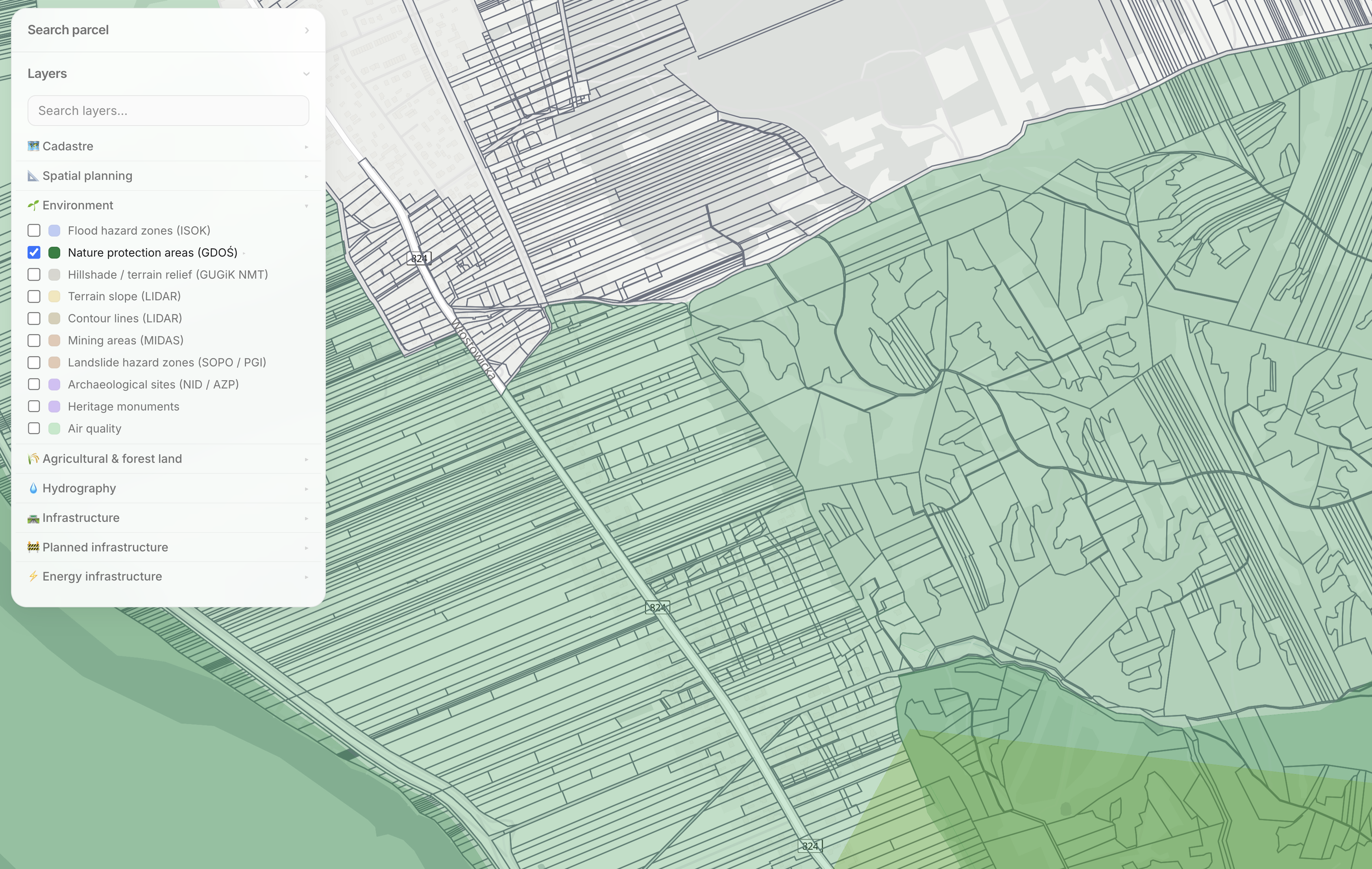 The data layer panel in the Zonio app