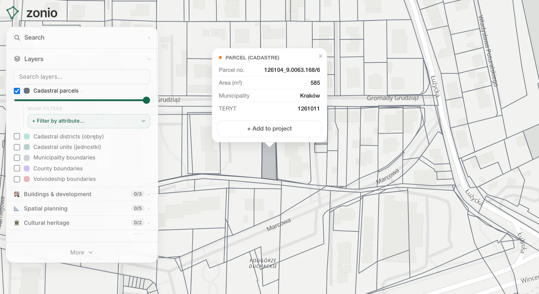 Cadastral parcels
