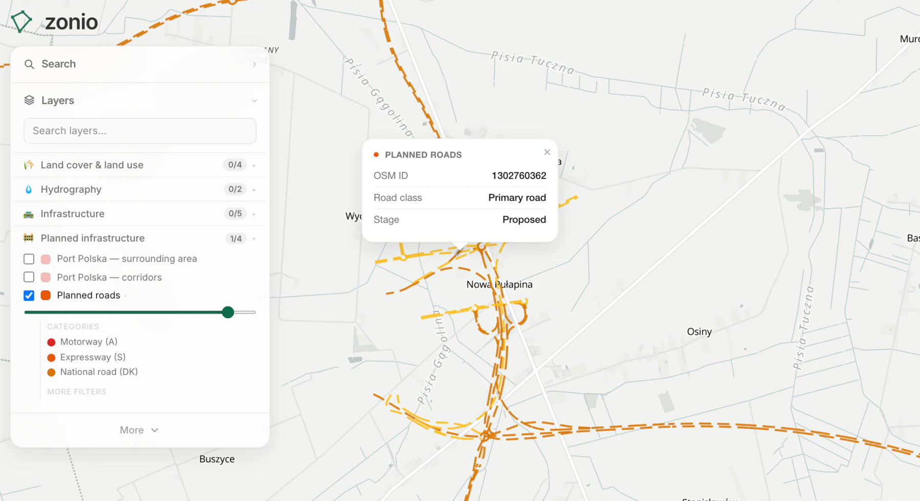 Planned roads