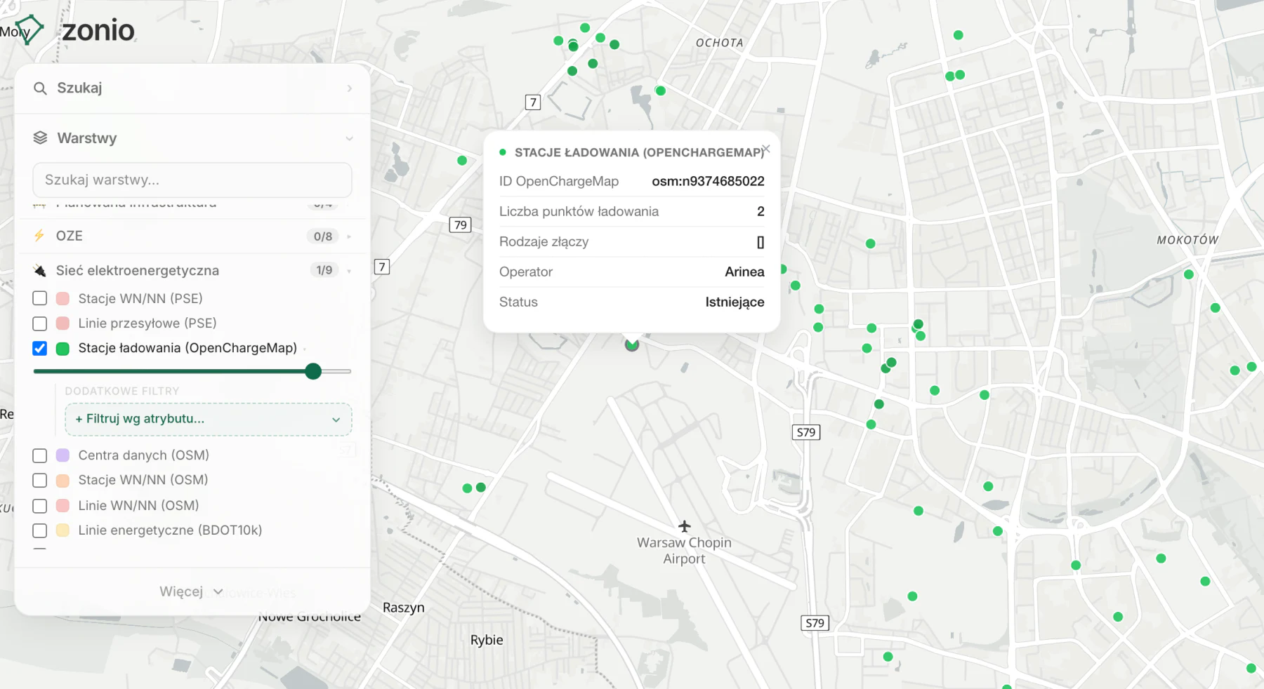 Stacje ładowania (OpenChargeMap)